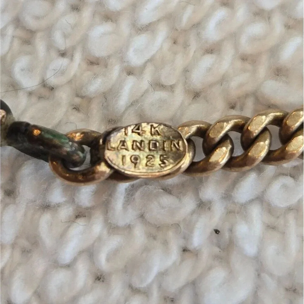 Antique 14k Landin 1925 Pocket Watch Chain Curb Chain link